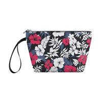 Xsehusvy - Bolsa de maquillaje para mujer, con cremallera, bolsa de aseo con asa, bonito kit de lavado de viaje esencial para las cuatro estaciones, Patrón de flores tropicales