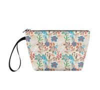 Xsehusvy - Bolsa de maquillaje para mujer, con cremallera, bolsa de aseo con asa, bonito kit de lavado de viaje esencial para las cuatro estaciones, Hoja tropical