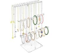 XSEXO Porta joyas,Porta collares organizador de joyas,3 niveles Porta collares acrílico,Organizador de la exhibición para los brazaletes, los anillos, los collares, las pulseras y los relojes