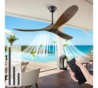 XSGDMN 178cm Gran ventilador de techo de madera sin luz, Alto CFM con 3 hojas de madera, Motor silencioso CC reversible, Timable 1/2/4/8h, adecuado para interiores/exteriores (178cm, Marrón)
