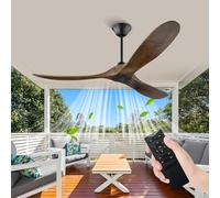 XSGDMN Ventilador de techo sin luz, ventilador de techo silencioso para dormitorio, ventiladores de techo grandes y modernos de 70 pulgadas con control remoto, 3 aspas, 6 velocidades (178cm, Nogal)