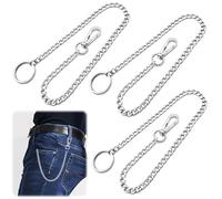 XSHAO® 3 cadenas para billetera, llavero de acero inoxidable, 45 cm, con mosquetón para hombres, mujeres en plata, plata, 45cm