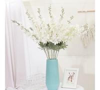 Xshelley 5 ramos de flores artificiales de delphinium de 34 pulgadas, tallo largo, flores de seda para decoración del hogar, interiores y exteriores (blanco)