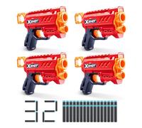 XSHOT Excel Micro 2.0 de ZURU con 32 Dardos, fácil de recargar, Dardos con tecnología Air Pocket, lanzadardos de Espuma de Juguete para niños, Adolescentes y Adultos, (4 Blasters con 32 Dardos)