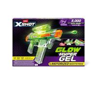 XSHOT Hyper Gel NightStrike - Blaster de Gel motorizado Que Brilla en la Oscuridad, 5000 pellets de Agua, batería Recargable, Modo automático y semimodos, Capacidad 1450, Gafas Incluidas, Pistola de