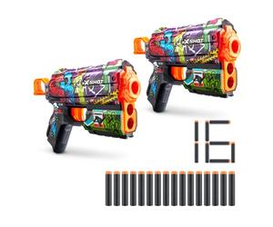 XShot Skins Flux, Graffiti, Foam Dart Blasters (2 Blasters, 16 Darts) Air Pocket Dart Technology, Major Brand Compatible, Toy Foam Dart Blaster for Kids, Teens, Adults, Frustration Free Packaging