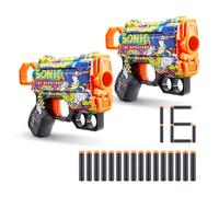 XShot Skins Menace Blaster Sonic Hyper Spike, Sonic The Hedgehog Design with 16 Darts, Easy Reload, Air Pocket Dart Technology, Toy Foam Blaster for Kids, Teens and Adults (2 Blasters, 16 Darts)