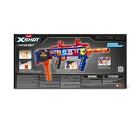XSHOT Skins Pro Pac Man Long Shot Blaster, 40 dardos, Slam Fire, piel retro, 2 clips rápidos, munición de longitud media y completa, tecnología de espuma de bolsillo de aire, alcance de 66 pies