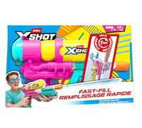 XSHOT Water Fast-Fill 80s Super Splash (Yellow) de ZURU - Pistola de Agua Vintage con llenado rápido, Alcance 10 m y depósito 750 ml. Ideal para niños 6+, Patio y Piscina