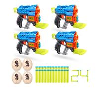 XSHOT- X-Shot Attack - Juego de 4 Pistolas (24 Dardos, 4 Huevos pequeños), 4874-2022, Dino Extinct 4 Pack