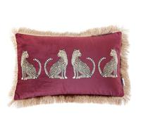 XSlive Funda de cojín Lumbar Decorativa con borlas, diseño de Leopardo, Estilo de Lujo, Funda de cojín de Terciopelo Suave para sofá, Dormitorio (12 x 20 Pulgadas, Color Rojo Vino)