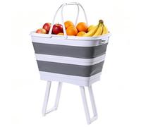 XSolution De Lavage Surélevée : Le Grand Panier À Linge Avec Support Fonctionne Comme Une Station De Ergonomique, Offrant Une Cuve De Lavage À Base Stable Pour Des Tâches De Nettoyage Et De Tre