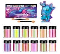 XSQD 12 Latas Polvo de Mica, Polvo Mica Para Resina Epoxi, Camaleón Brillo ReflejoMúltiple, Adecuado para Fabricación Jabón, Resina Mixta, Molde Pintura, Colorante para Velas (5g / Lata)