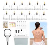 XSQD 12 Piezas Ventosas Fisioterapia, Tanque Articulación Forma u de Uerapia Magnética, Gas al Vacío con Pistola de Presión de Aire, Almacenamiento Oortátil, Masaje Chino para Aliviar la Fatiga