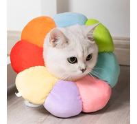 XSQD Cuello Protector Hinchable para Perros y Gatos, cómodo Collar para Mascota, De Tacto Suave y con Ajustable, Flor de Sol, isabelino, Ideal para la recuperación Tras una cirugía, Curar heridas