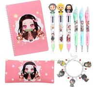 XSQKG Regalo de mercancía de Monster Nezuko de anime - Demon Merch Girls School, incluye pulsera, cuaderno en espiral, bolígrafo neutro, bolígrafo multicolor, regalo para niñas