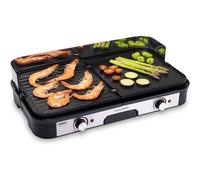 XSQUO Useful Tech Easy BBQ. Parrilla Grill Teppanyaki - 2400 watt de potencia - Doble plancha de aluminio Reversible y Antiadherente - Superficie XXL mixta con plancha y grill - Gran superficie de