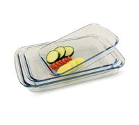 XSQUO Useful Tech Gourmet Tools, Set 3 Bandejas de aptas para horno hasta 420ºc. apta para microondas. apta lavavajillas Tipo Pirex, Tamaños 1.6, 2.2 y 3 litros, Certificados CE , LFGB