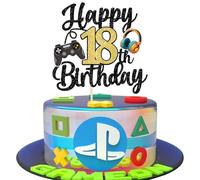 Xsstarmi 1 paquete de decoración para tarta de 18 cumpleaños videojuego decoración purpurina regulador consola de juegos decoración para tartas de vídeo Game 18 cumpleaños accesorios para fiestas y