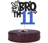 Xsstarmi 1 paquete de decoración para tarta de cumpleaños número 11, diseño de estrella con purpurina Yes Bro I'm 11 Fabulous Cake Pick Cheers to 11 Years Cake Decor for Happy 11th Birthday Party Cake