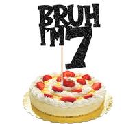 Xsstarmi 1 paquete de decoración para tarta de cumpleaños número 7 con purpurina negra Bruh I'm Seven Bro It's My BDAY Cake Pick for Cheers to 7 Years Birthday Party Cake Decor Supplies