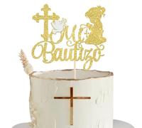 Xsstarmi 1 paquete de decoración para tarta de Mi Bautizo en español, paloma de primera comunión, decoración de pastel de bautizo para niñas religiosas cristianas, decoración de pastel para bautizo,