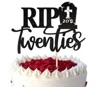 Xsstarmi 1 paquete de decoración para tartas de Rip Twenties con purpurina negra, diseño de la muerte a mis veintes, decoración para tartas para funerales de los años 20, suministros para fiesta de