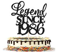 Xsstarmi 1 paquete de decoración para tartas Legend Since 1983 con purpurina para cuarenta cumpleaños a 40 para hombres y mujeres, cumpleaños, boda, aniversario, decoración de pasteles, color negro