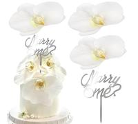 Xsstarmi Marry Me - Decoración para tartas de Phalaenopsis con diamantes acrílicos blancos para decoración de tartas para cumpleaños, boda, despedida de soltera, propuesta de fiesta, suministros para