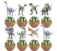 Xsstarmi Paquete de 42 adornos para cupcakes de dinosaurio, pterosaurio, tiranosaurio antiguo, palillos para cupcakes con temática de dinosaurios, baby shower, fiesta de cumpleaños, suministros de