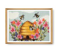 Trimits Kits de punto de cruz grandes, costura de bordado para adultos, principiantes, niños, regalos de Navidad, arte de pared (marco no incluido), 11 unidades, abeja moderna