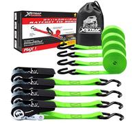 XSTRAP - Correas de Amarre de trinquete de 10 pies, 300 Libras, Resistencia a la Rotura de 900 Libras, Correas de Carga para Dispositivos en Movimiento, Motocicleta (Verde neón/Azul al Azar)