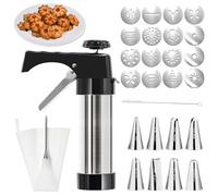 XSYKJGS Biscuit Maker, Máquina Galletas Molde para Repostería con 16 Moldes De Disco y 8 Boquillas Prensa, bolsa con marco de TPU y cepillo de limpieza para DIY Elaboración de Galletas de Pasteles