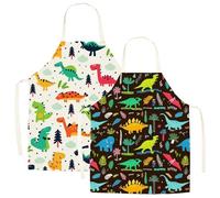 XSYKJGS Delantal para niños de 2 piezas, delantal para niños, escuela, ajustable, 6-10-12 años, delantal de cocina para niños, negro y blanco, 45 x 56 cm