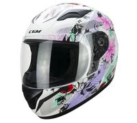 XT Casco Integral Infantil CGM 265 Lucky Music Blanco Rosa Talla YXL Infantil