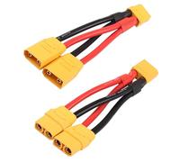XT90 Parallel Y Splitter - Conector de batería YACSEJAO 10AWG XT90 1 a doble cable de extensión para cuadricópteros multirotores RC LiPo batería, 1 par