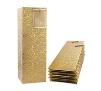 Xtahdge Bolsas de Vino, Bolsa de Vino de Papel Kraft 10 Piezas de Bolsas de Vino de Asas, Papel Botella Individual Granel para Navidad, Fiesta, Compras, MercancíA por Menor
