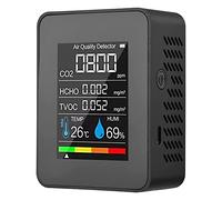 Xtahdge Monitor de Calidad del 5 en 1 TVOC HCHO Medidor de CO2 de Temperatura y Humedad, Detector de CO2 Recargable por USB Negro