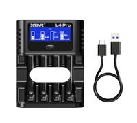 XTAR Cargador inteligente multifunción L4 Pro, baterías de sobredescarga de rescate. Compatible con baterías de 1,2 V AA/AAA Ni-MH y 1,5 V de iones de litio, permite una carga rápida de
