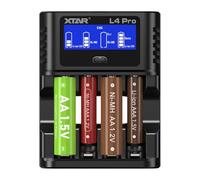 XTAR Cargador L4 Pro para pilas AA AAA - cargador rápido compatible con baterías NI-MH y Li-Ion - Cargador inteligente con protección contra sobrecarga para baterías de 1,2 V y 1,5 V