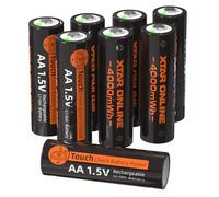 XTAR Paquete de 8 pilas AA, 1,5 V, 4000 mWh, alta capacidad con indicador de alimentación de pulsador, pilas duraderas para el uso diario