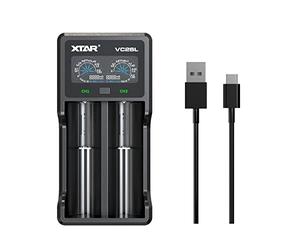 XTAR VC2SL 18650 - Cargador de batería (2 Ranuras, 1,2 V, AA, con Pantalla LCD Inteligente, para baterías Recargables universales