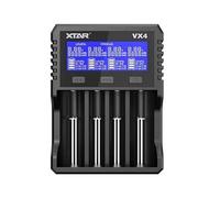 XTAR VX4 Visible Mixer Cargador de Baterías - Primer Cargador Que Mide la Capacidad Real de Baterías Li-Ion 1.5V | 4 Bahías | USB-C PD/QC | Compatible con Li-Ion, LiFePO4 y Ni-MH