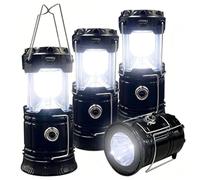 XTAUTO Linterna LED portátil plegable para camping, ligera, impermeable, solar, recargable, USB, kits de supervivencia para interiores y exteriores, luz de emergencia, cortes de energía, senderismo