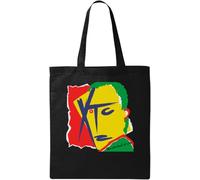 XTC Drums and Wires Rock - Bolsa de algodón ecológico natural con logotipo colorido, color negro, Black, Talla única