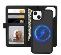 XTCASE Funda Cuero Magnética para iPhone 13 [Compatible con MagSafe], Carcasa Piel Billetera Tapa Leather PU [2 en 1 Desmontable] [Cierre magnético] [Ranuras Tarjetas] Antigolpes Caso, Negro