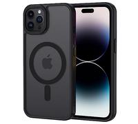 XTCASE Funda Magnética para iPhone 13 Pro MAX [Compatible con Magsafe], Carcasa Translúcido Mate Trasera Resistente a arañazos TPU Parachoques Antigolpes Ultra Fino Caso,Negro