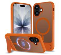 XTCASE Funda Magnética para iPhone 17 [Compatible con MagSafe], Carcasa Translúcida Mate Trasera con Soporte Ajustable, A Prueba de Golpes y Resistente a arañazos Protección, Naranja