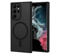 XTCASE Funda Magnética para Samsung Galaxy S22 Ultra 5G [Compatible con Magsafe], Carcasa Translúcido Mate Trasera Resistente a arañazos TPU Parachoques Antigolpes Ultra Fino Caso,Negro