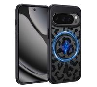 XTCASE Funda Magnético para Google Pixel 10/10 Pro [Compatible con Magsafe], Carcasa Diseño Leopardo Patrón Translúcida Mate Trasera TPU Suave Silicona Antigolpes y PC Rígida Anti-arañazos, Negro